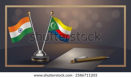 
Small national flag of India and Comoros flag Relation, Template banner vector  Illustration