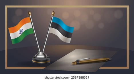 Small national flag of India and Estonia flag Relation, Template banner vector  Illustration