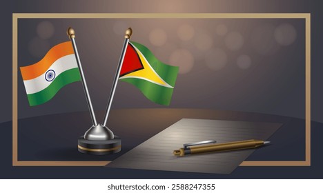 Small national flag of India and Gunaya flag Relation, Template banner vector  Illustration