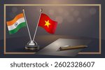 Small national flag of India and Vietnam flag Relation, Template banner vector  Illustration