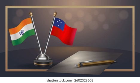 Small national flag of India and Western Samoa flag Relation, Template banner vector  Illustration