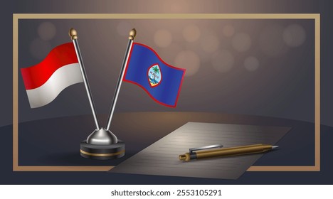 Small national flag of Indonesia and Guam flag Relation, Template banner vector  Illustration