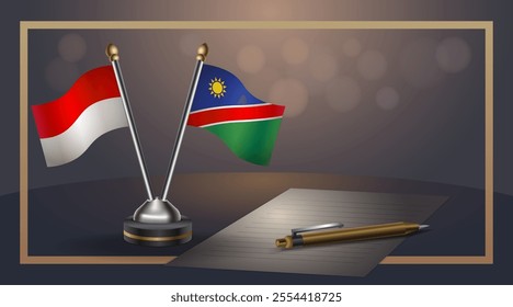 Small national flag of Indonesia and Namibia flag Relation, Template banner vector  Illustration