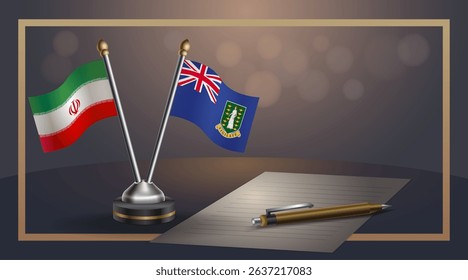 Small national flag of Iran and British Virgin Islands flag Relation, Template banner vector Illustration