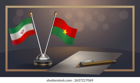 Small national flag of Iran and Burkina flag Relation, Template banner vector Illustration