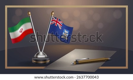 Small national flag of Iran and Falkland Islands flag Relation, Template banner vector Illustration