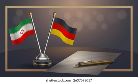 Small national flag of Iran and Germany flag Relation, Template banner vector Illustration