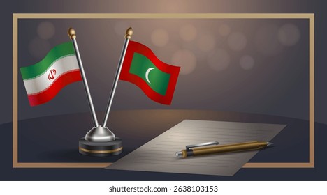 Small national flag of Iran and Maldives flag Relation, Template banner vector Illustration