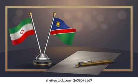 Small national flag of Iran and Namibia flag Relation, Template banner vector Illustration