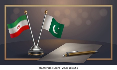 Small national flag of Iran and Pakistan flag Relation, Template banner vector Illustration