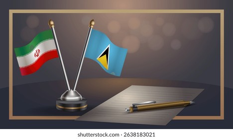 Small national flag of Iran and T. Lucia flag Relation, Template banner vector Illustration