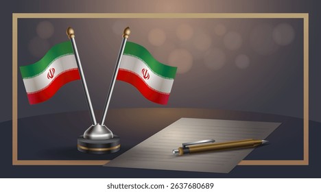 Small national flag of Iran  flag, Template banner vector Illustration