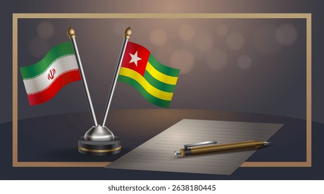 Small national flag of Iran and Togo flag Relation, Template banner vector Illustration