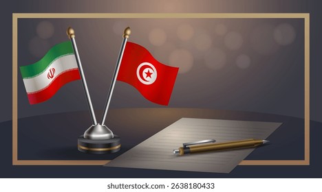Small national flag of Iran and Tunisia flag Relation, Template banner vector Illustration