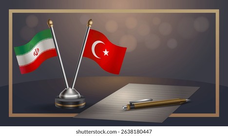 Small national flag of Iran and Turkey flag Relation, Template banner vector Illustration