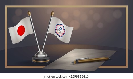 Small national flag of Japan and China Taipei flag Relation, Template banner vector Illustration