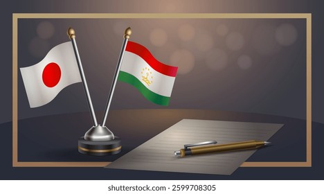
Small national flag of Japan and Tajikistan flag Relation, Template banner vector Illustration