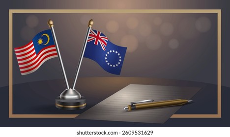 Small national flag of Malaysia and Cook Islands flag Relation, Template banner vector  Illustration