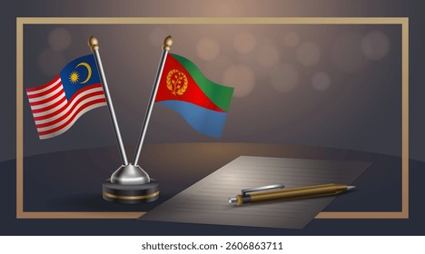 Small national flag of Malaysia and Eritrea flag Relation, Template banner vector  Illustration