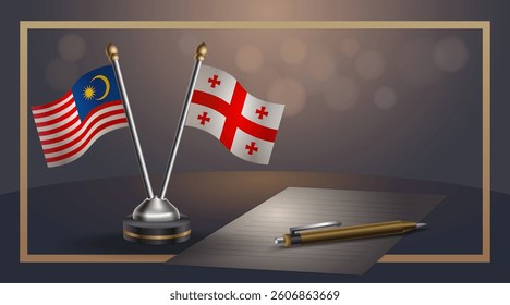 Small national flag of Malaysia and Georgia Republic flag Relation, Template banner vector  Illustration