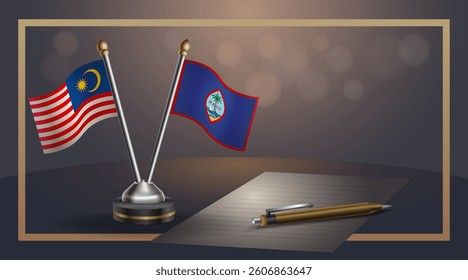 Small national flag of Malaysia and Guam flag Relation, Template banner vector  Illustration
