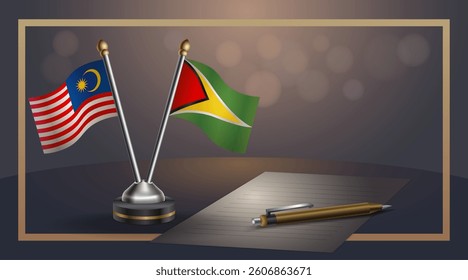 Small national flag of Malaysia and Gunaya flag Relation, Template banner vector  Illustration