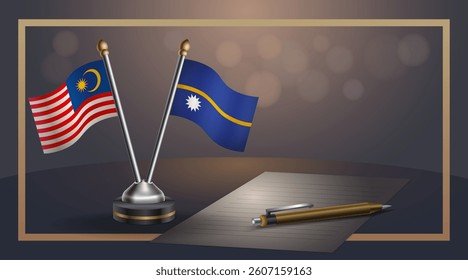Small national flag of Malaysia and Nauru flag Relation, Template banner vector  Illustration