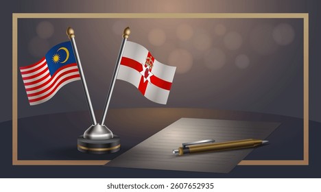 Small national flag of Malaysia and Northern Ireland flag Relation, Template banner vector  Illustration