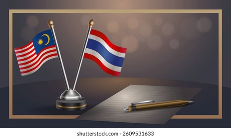 Small national flag of Malaysia and Thailand flag Relation, Template banner vector  Illustration