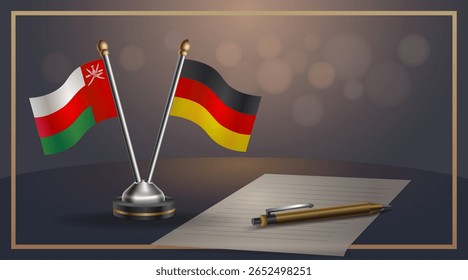 Small national flag of Oman and Germany flag Relation, Template banner vector Illustration