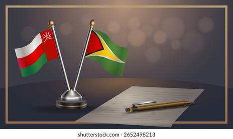 Pequena bandeira nacional de Omã e Gunaya bandeira Relação, Modelo banner vetor Ilustração