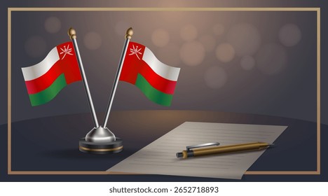 Pequena bandeira nacional de Omã e bandeira de Omã Relação, Modelo banner vetor Ilustração