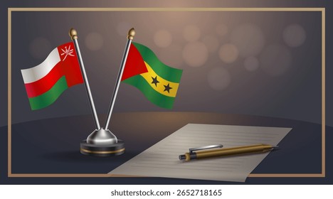 Bandeira nacional pequena de Omã e São Tomé e Príncipe bandeira Relação, Modelo banner vetor Ilustração