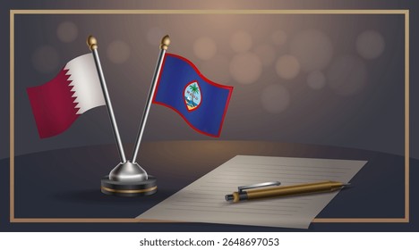Small national flag of Qatar and Guam flag Relation, Template banner vector Illustration
