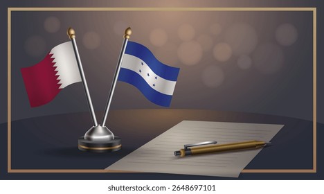 Small national flag of Qatar and Honduras flag Relation, Template banner vector Illustration
