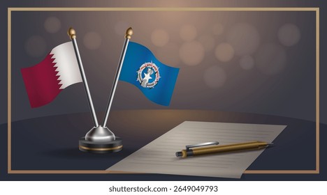 Small national flag of Qatar and Northern Marianas flag Relation, Template banner vector Illustration
