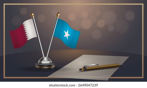 Small national flag of Qatar and Somalia flag Relation, Template banner vector Illustration