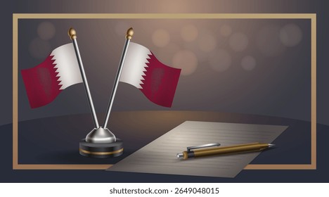 Small national flag of Qatar  flag, Template banner vector Illustration
