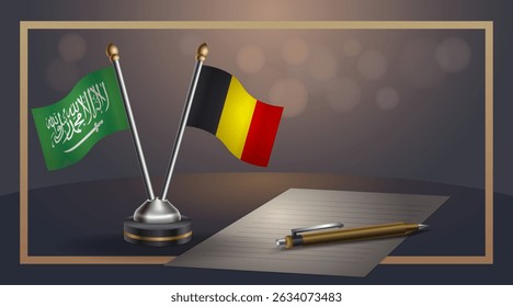 Bandeira nacional pequena da Arábia Saudita e da Bélgica Bandeira nacional