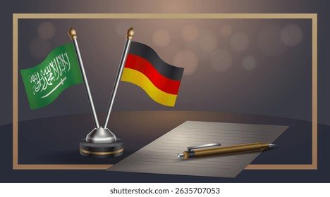 Small national flag of Saudi Arabia and Germany flag Relation, Template banner vector Illustration