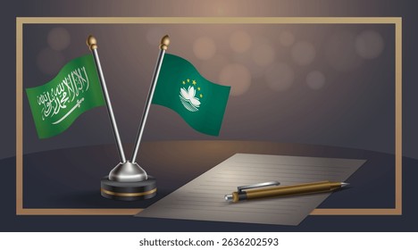 Small national flag of Saudi Arabia and , Macedonia, Madagascar, Malawi, Malaysia
 flag Relation, Template banner vector Illustration