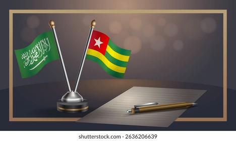 Small national flag of Saudi Arabia and Togo flag Relation, Template banner vector Illustration