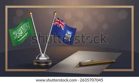 Small national flag of Saudi Arabia and Falkland Islands flag Relation, Template banner vector Illustration