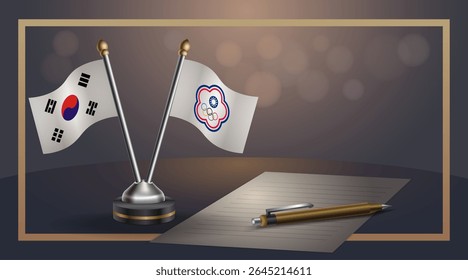 Small national flag of South Korea and China Taipei flag Relation, Template banner vector Illustration