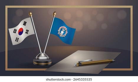 Bandeira nacional pequena da Coreia do Sul e das Ilhas Marianas do Norte Relação, Modelo banner vetor Ilustração