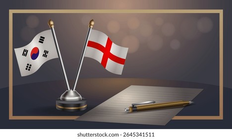 Small national flag of South Korea and England flag Relation, Template banner vector Illustration
