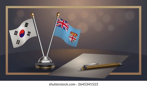 Small national flag of South Korea and Fiji flag Relation, Template banner vector Illustration