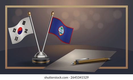 Small national flag of South Korea and Guam flag Relation, Template banner vector Illustration