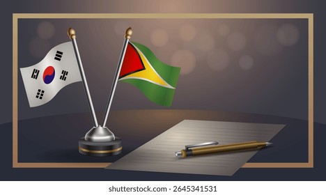 Small national flag of South Korea and Gunaya flag Relation, Template banner vector Illustration