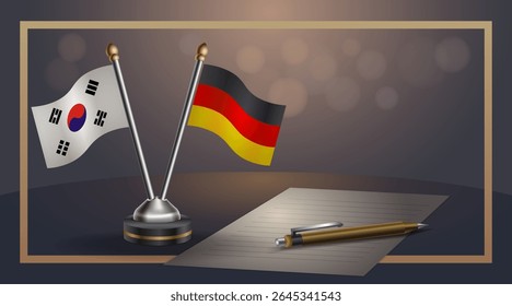 Small national flag of South Korea and Germany flag Relation, Template banner vector Illustration